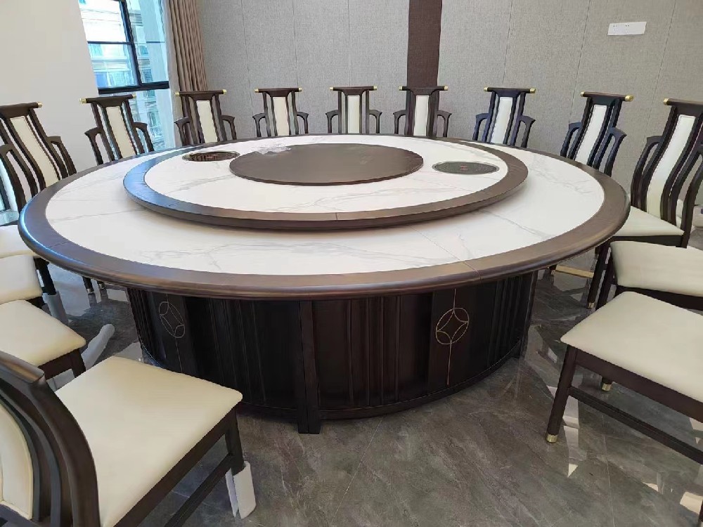 新中式电动餐桌大圆桌寓意美好更显亲切温馨