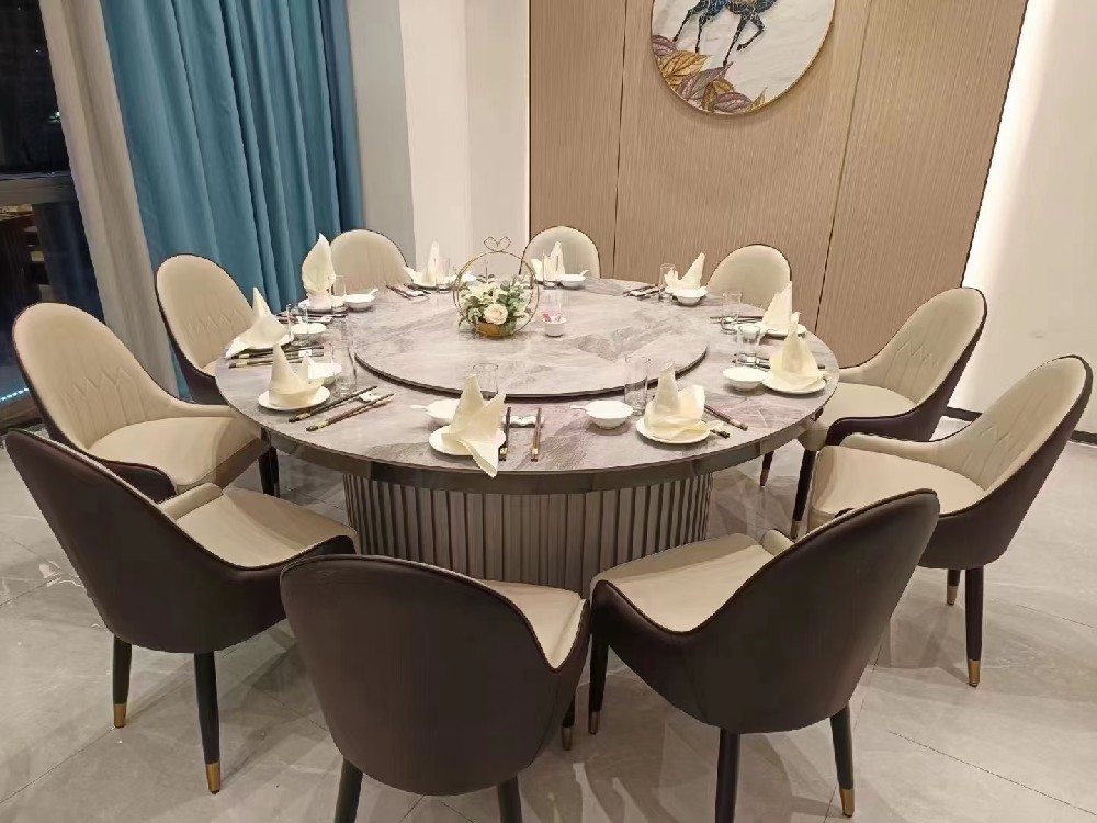 酒店桌椅批发电动转动饭桌设计的风格与核心搭配